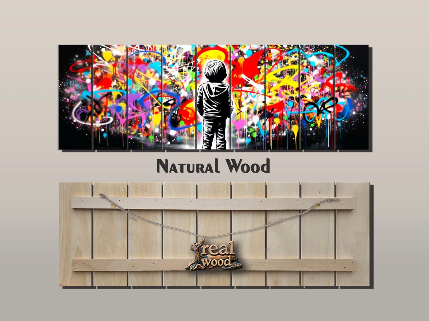Wood Wall Art - Banksy Style Print on Wood | Urban Street Art Graffiti Decor