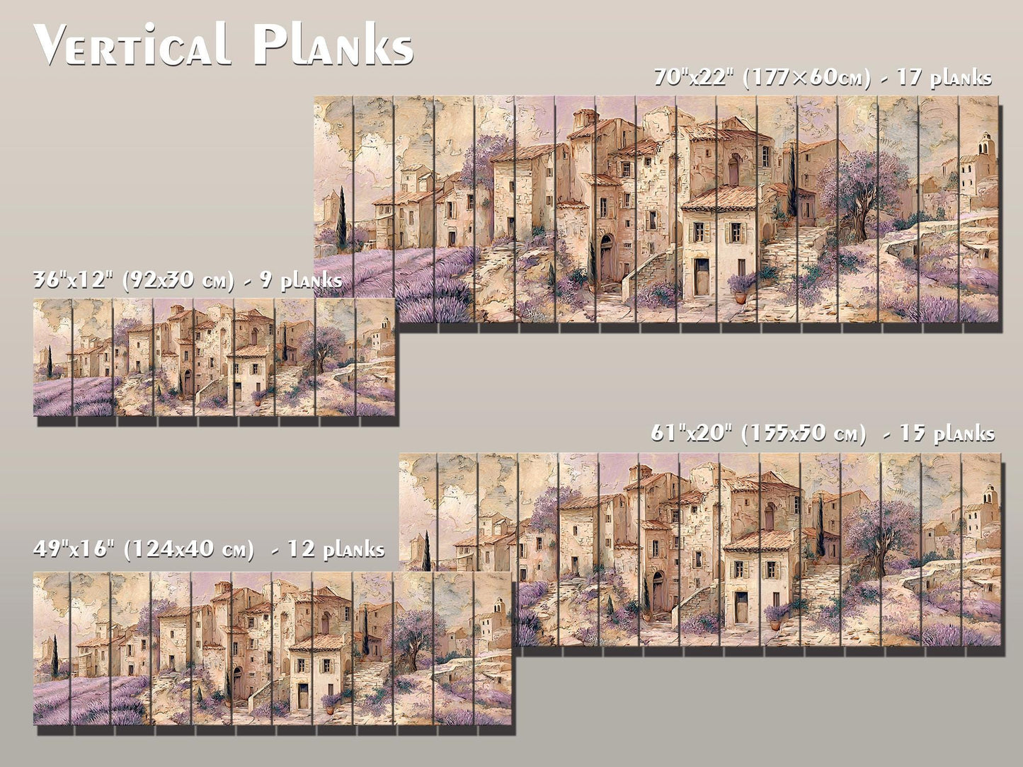 Provence Wood Wall Art – Rustic Coastal Painting on Beige Lavender Wood Planks