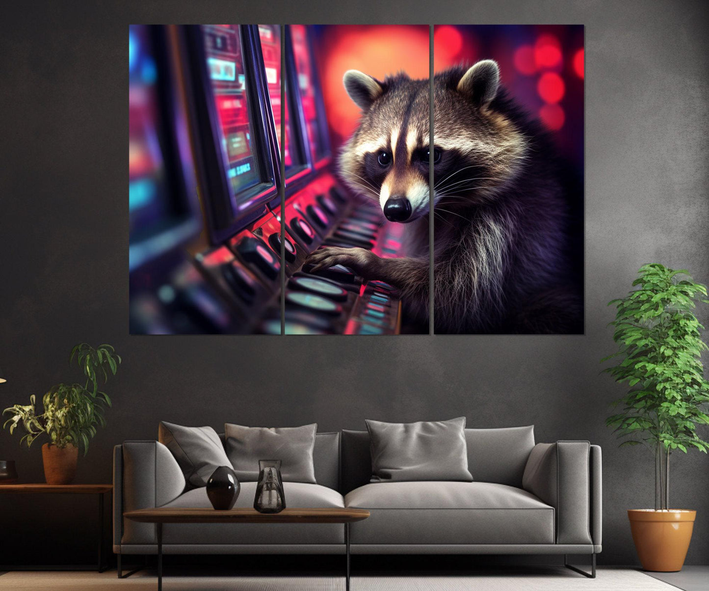 Raccoon Canvas Print - Funny Casino Wall Art | Framed Gallery Wrapped Cotton Canvas