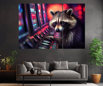 Raccoon Canvas Print - Funny Casino Wall Art | Framed Gallery Wrapped Cotton Canvas