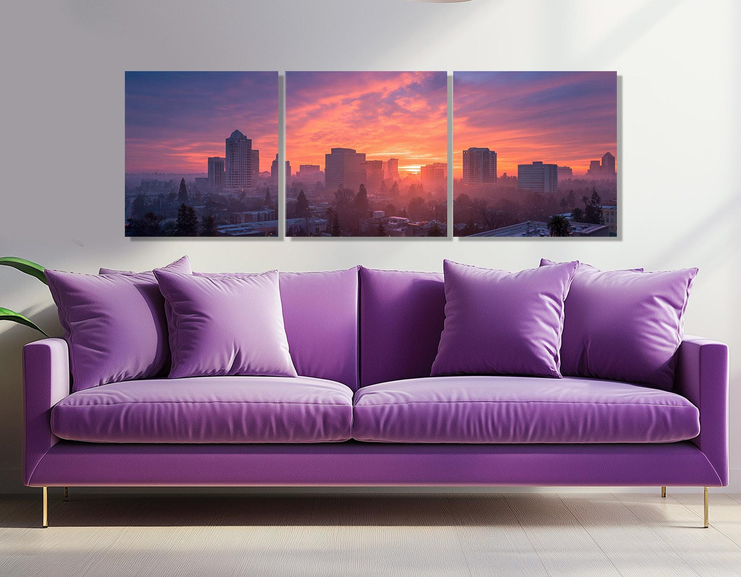 Sacramento Sunset Canvas Abstract Wall Art – Framed Canvas Print Ready to Hang