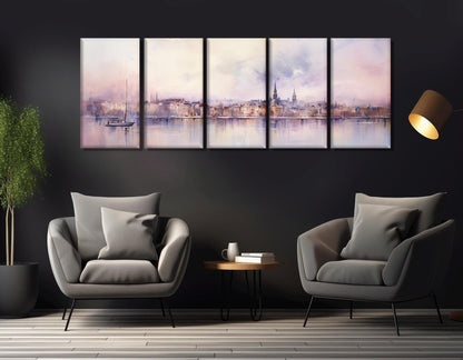 Belgrade Skyline Canvas - Vintage Serbia Wall Art | Framed Gallery Wrapped Print