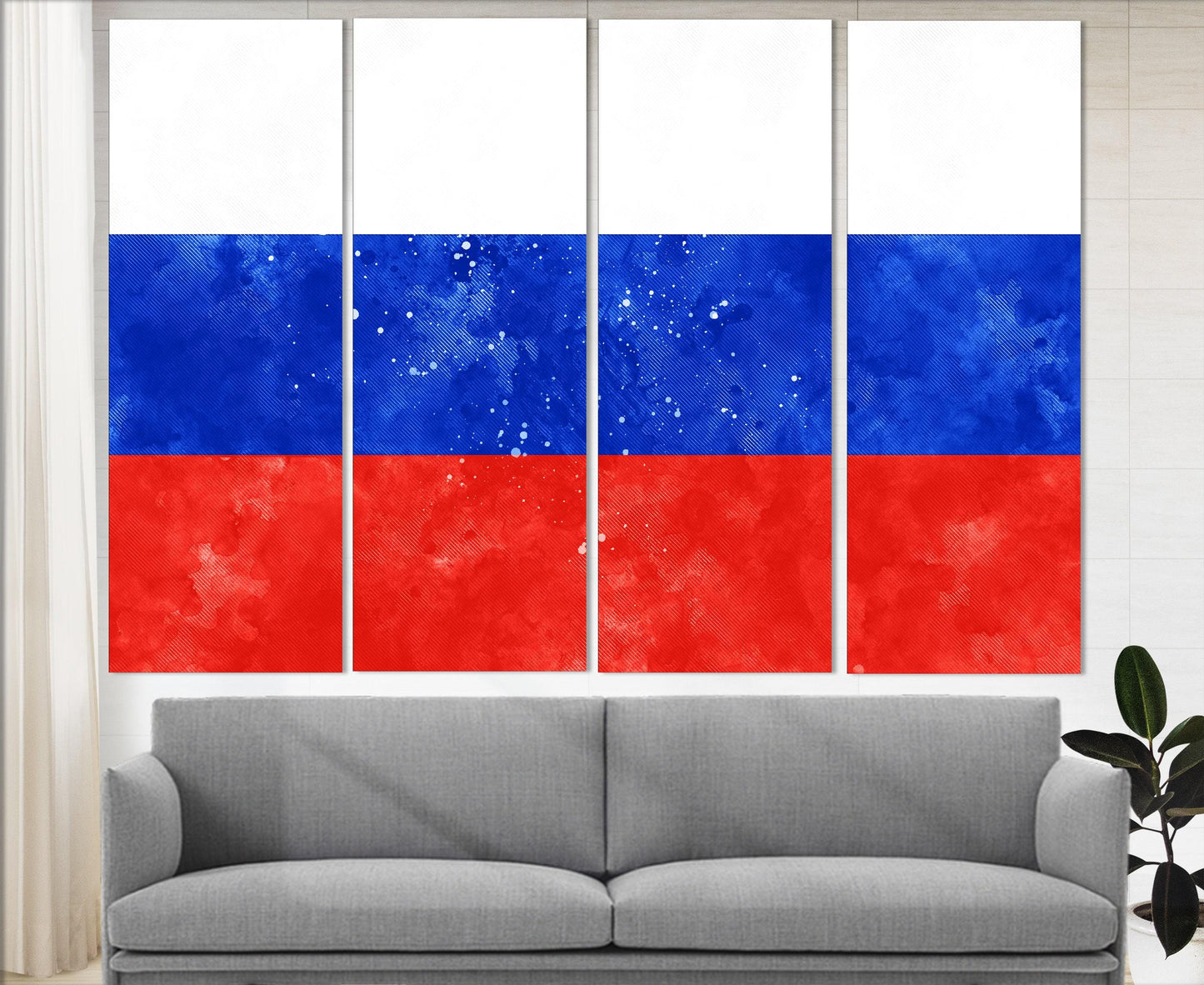 Russia Flag Canvas Print - Framed Ready to Hang Cotton Wall Art Decor