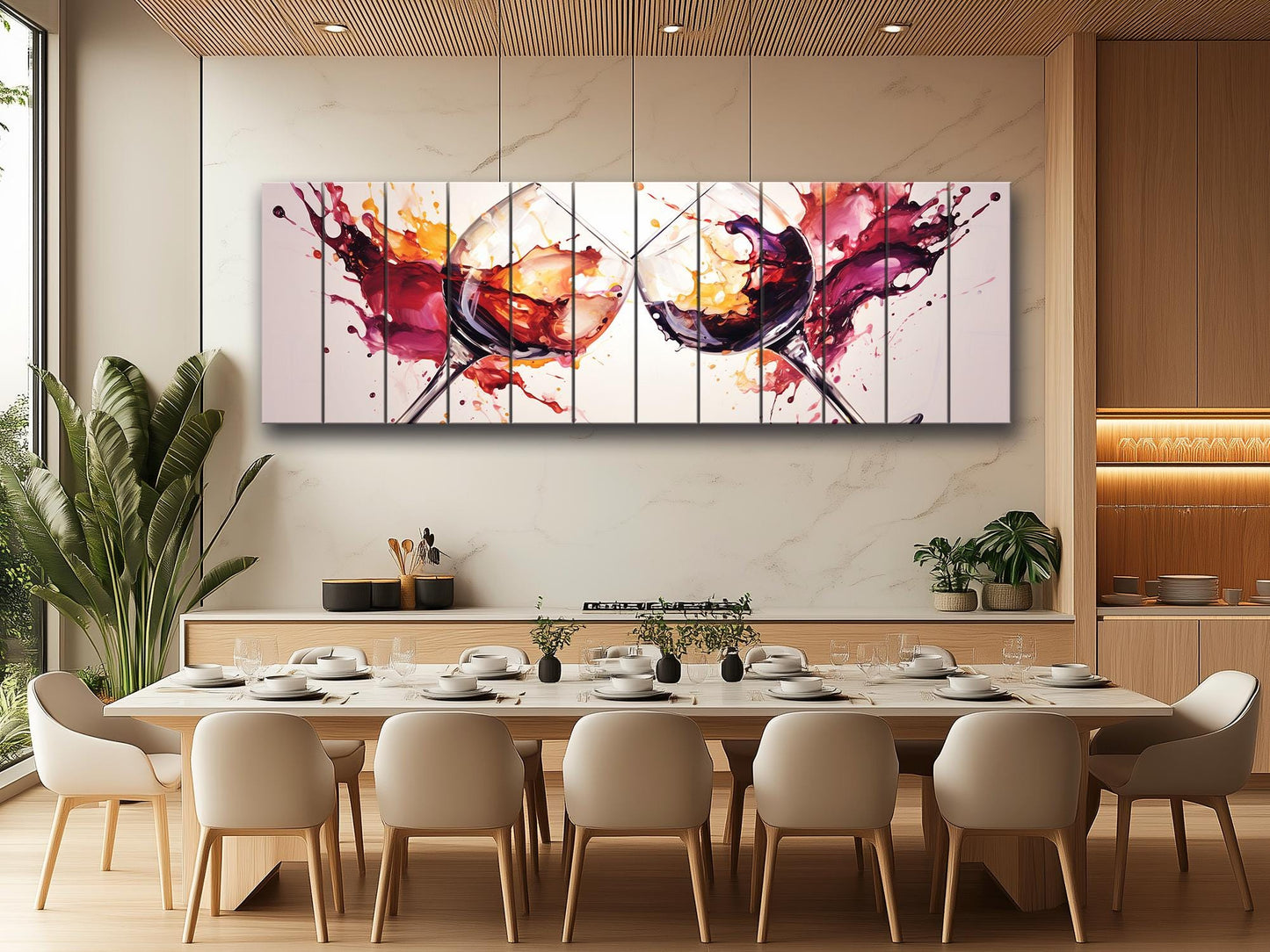Wood Wall Art – Rustic Wine Glass Wall Decor Printed on Wood Planks, Ready to Hang