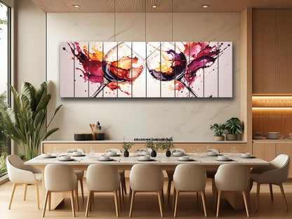 Wood Wall Art – Rustic Wine Glass Wall Decor Printed on Wood Planks, Ready to Hang