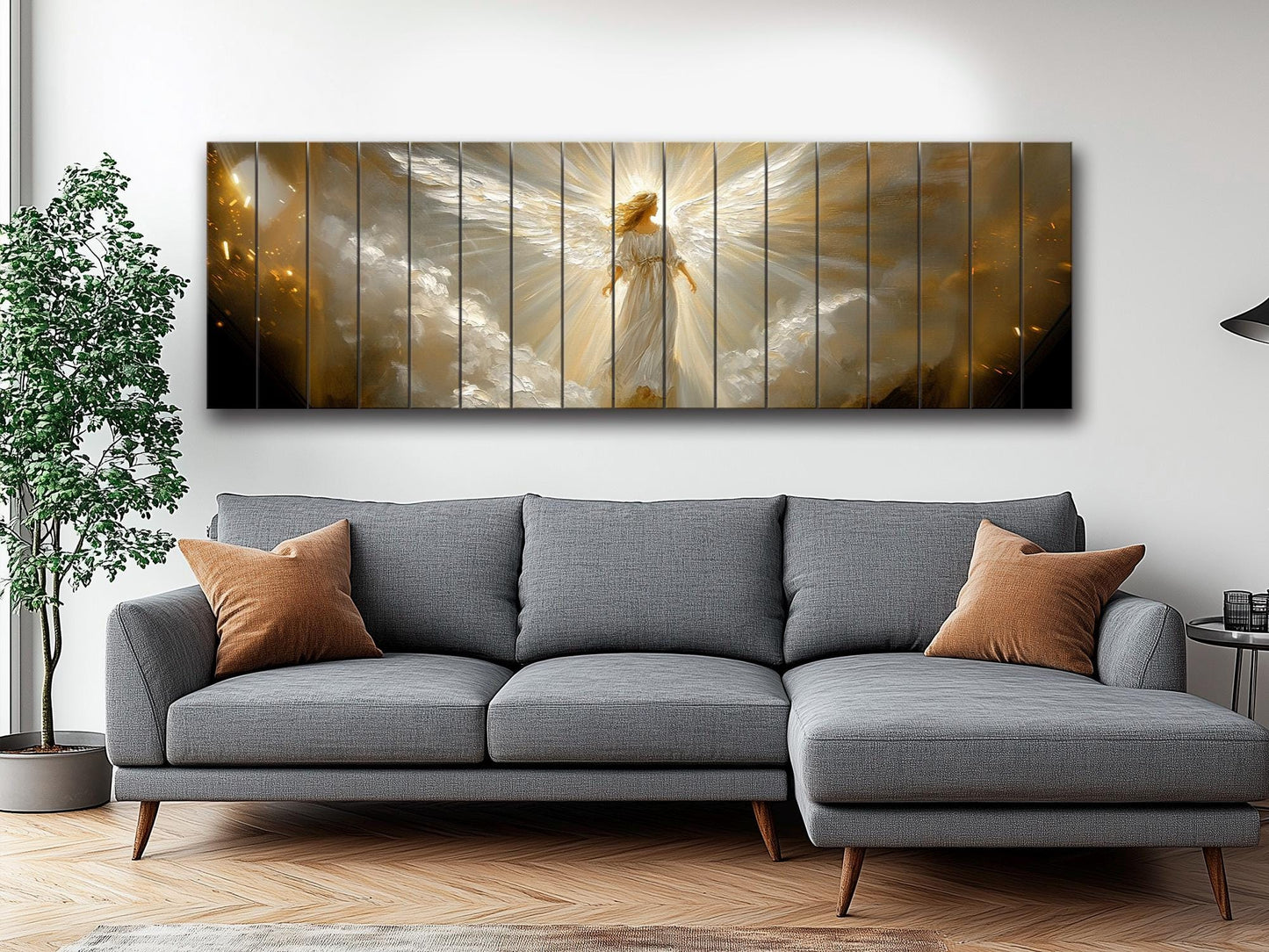 Angel Wood Wall Art - Printed Natural Wood Rustic Farmhouse Religious Decor