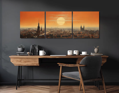 Abstract Brussels Wall Art, Brussels Skyline Canvas Print, Belgium Painting, Framed & Ready to Hang