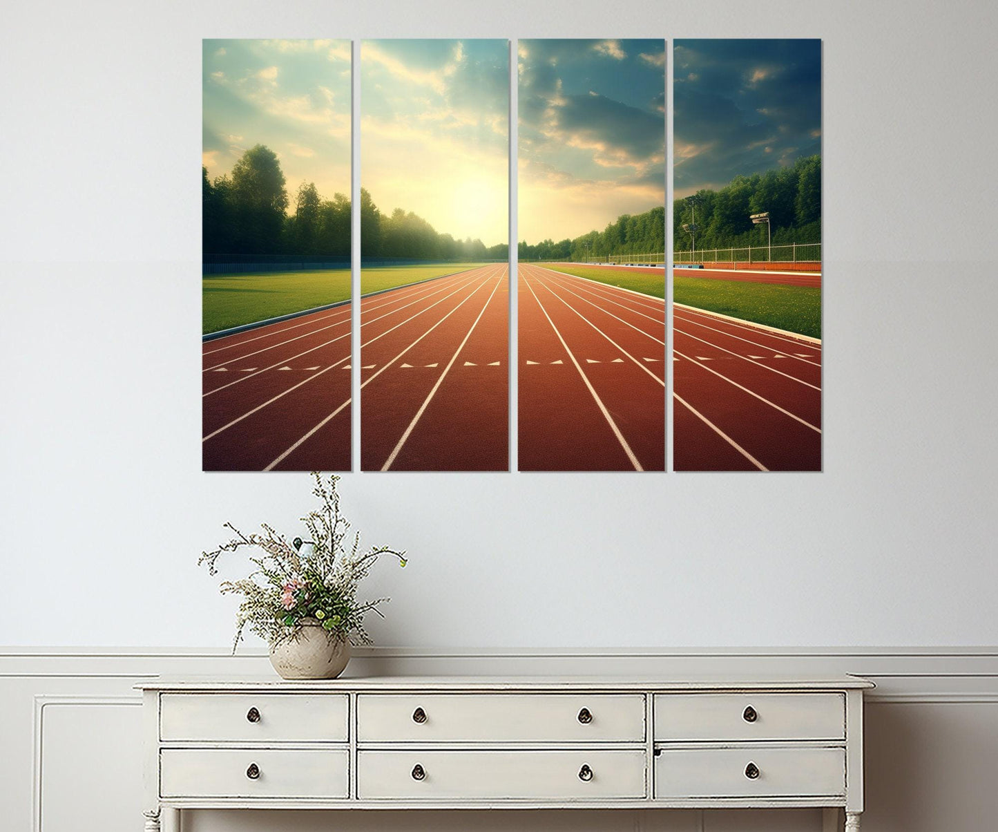 Running Track Canvas Print – Framed Cotton Art | Motivational Gym Wall Decor