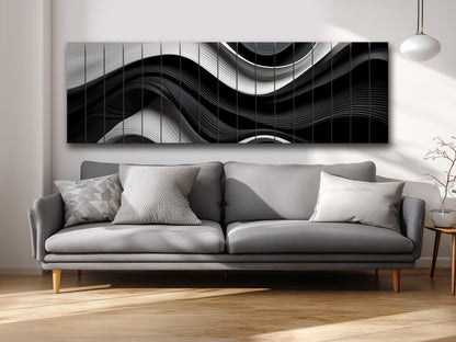 Abstract Wood Art – Black and White Art Print on Natural Wood Planks