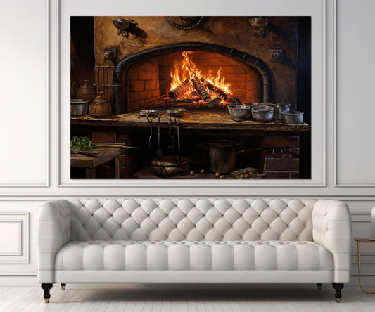 Vintage Oven Canvas Print - Bakery Wall Decor | Framed Cotton Canvas Art