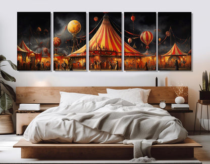Vintage Circus Painting – Retro Circus Poster | Abstract Wall Art Canvas Print, Ready to Hang