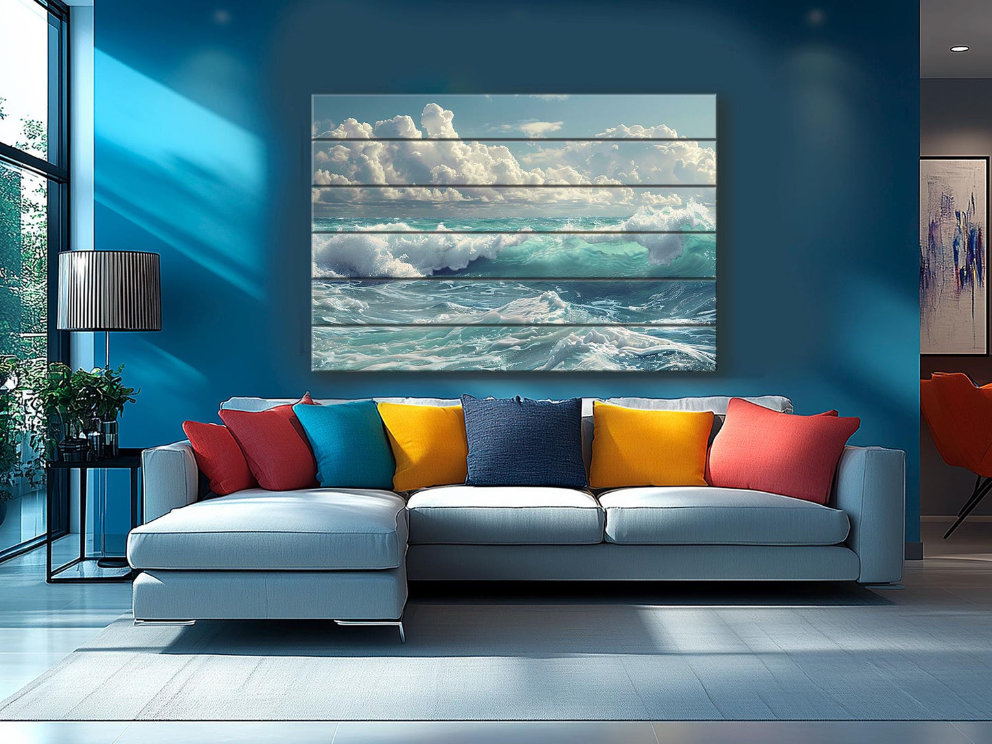 Rustic Wood Wall Art - Scenic Ocean Print on Wood, Sea Waves Painting, Ocean Waves Print, Ocean Wall Art, Sea Water Wall Art, Wooden Decor