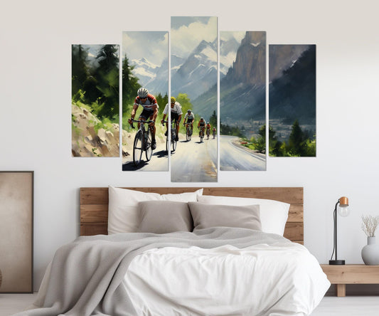 Cycling Canvas Print – Abstract Velo Sport Painting | Ready To Hang Framed Art