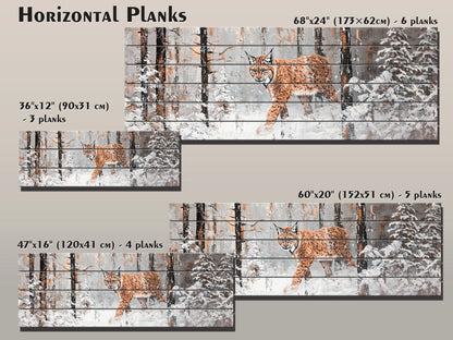 Lynx Wood Wall Art – Rustic Forest Animal Print on Natural Wood Planks