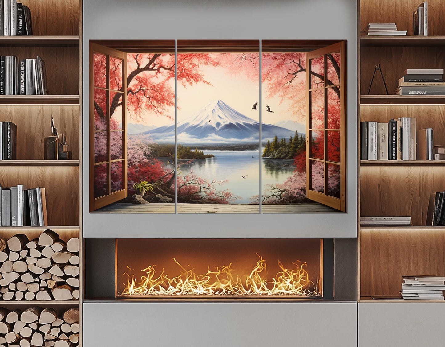 Mount Fuji Canvas Print – Japanese Landscape Art with Sakura Blossom | Ready to Hang