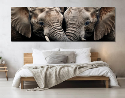 Romantic Elephants Canvas - Large Framed Wall Art for Bedroom Decor