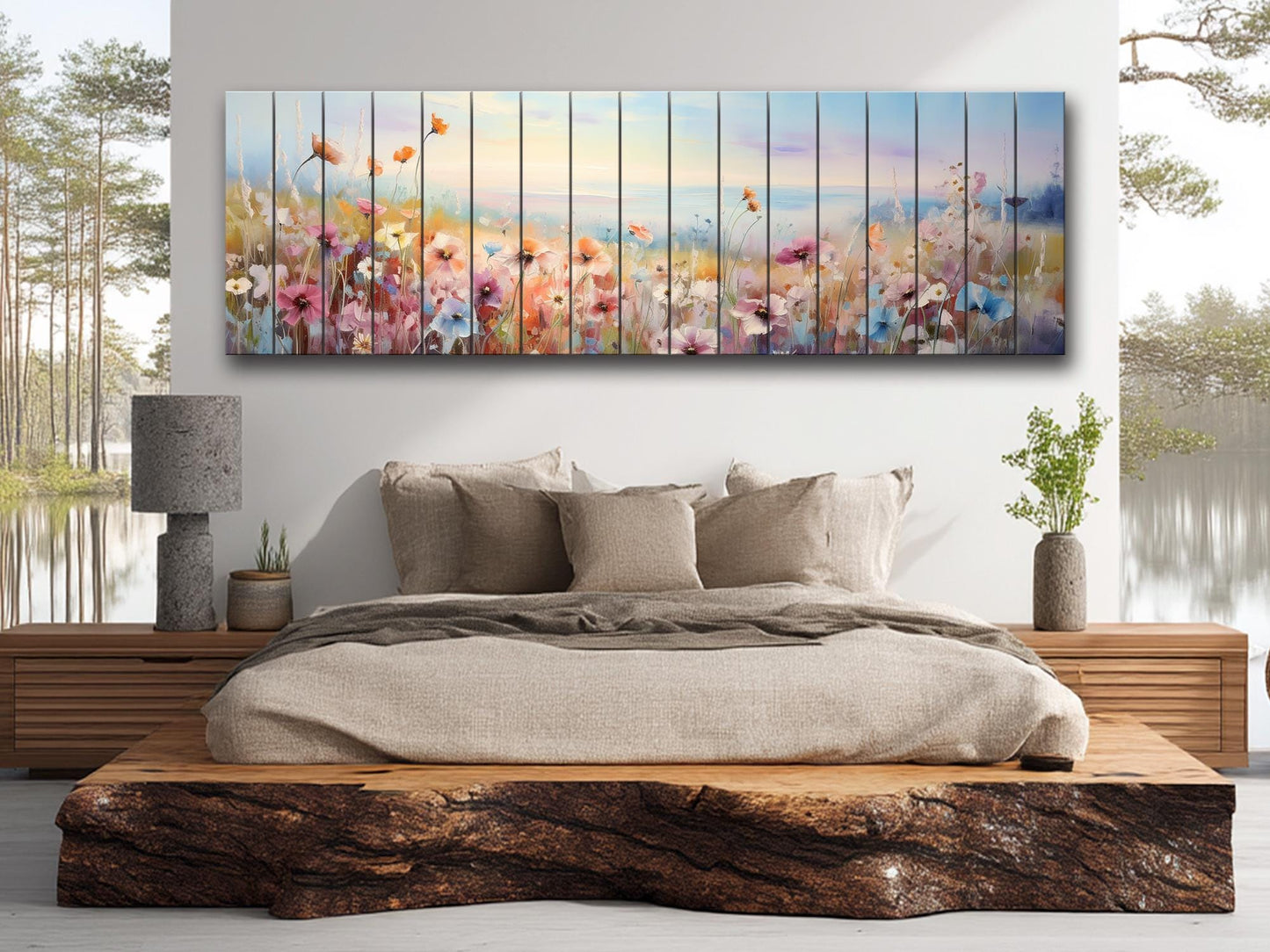 Wildflowers Wood Art – Large Floral Wood Wall Art | Rustic Farmhouse Style Decor