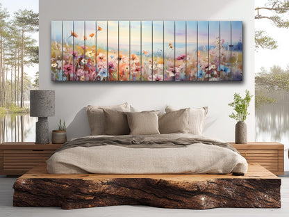 Wildflowers Wood Art – Large Floral Wood Wall Art | Rustic Farmhouse Style Decor