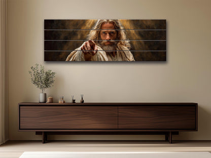 Jesus Christ Wall Art – Religious Wood Print | Golden Light Artwork on Planks