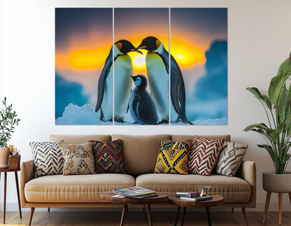 Penguins Family Canvas Print - Framed Cotton Wall Art | Ready to Hang