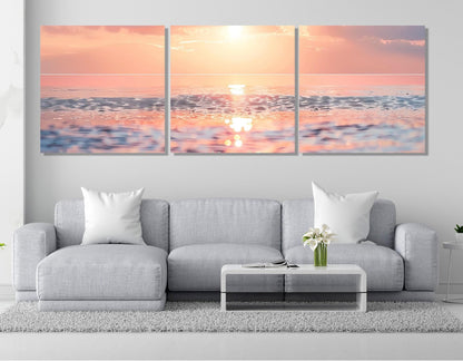 Scenic Sunset over the Ocean Canvas Print, Coastal Wall Art, Framed and Ready to Hang