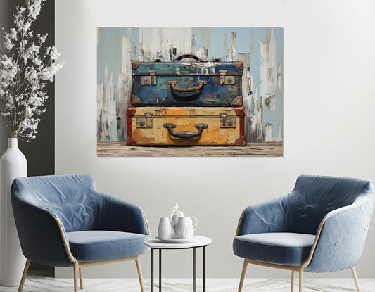 Rustic Travel Canvas – Vintage Suitcase Art | Framed Gallery Wrapped Print Decor