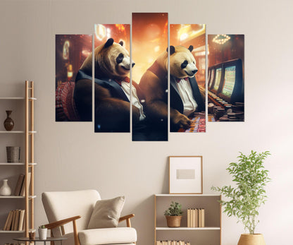 Casino Canvas Print - Panda Casino Painting | Framed Canvas Print, Ready to Hang