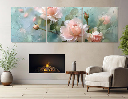 Roses Canvas Print – Impressionist Wall Art | Soft Colors Rose Framed Decor