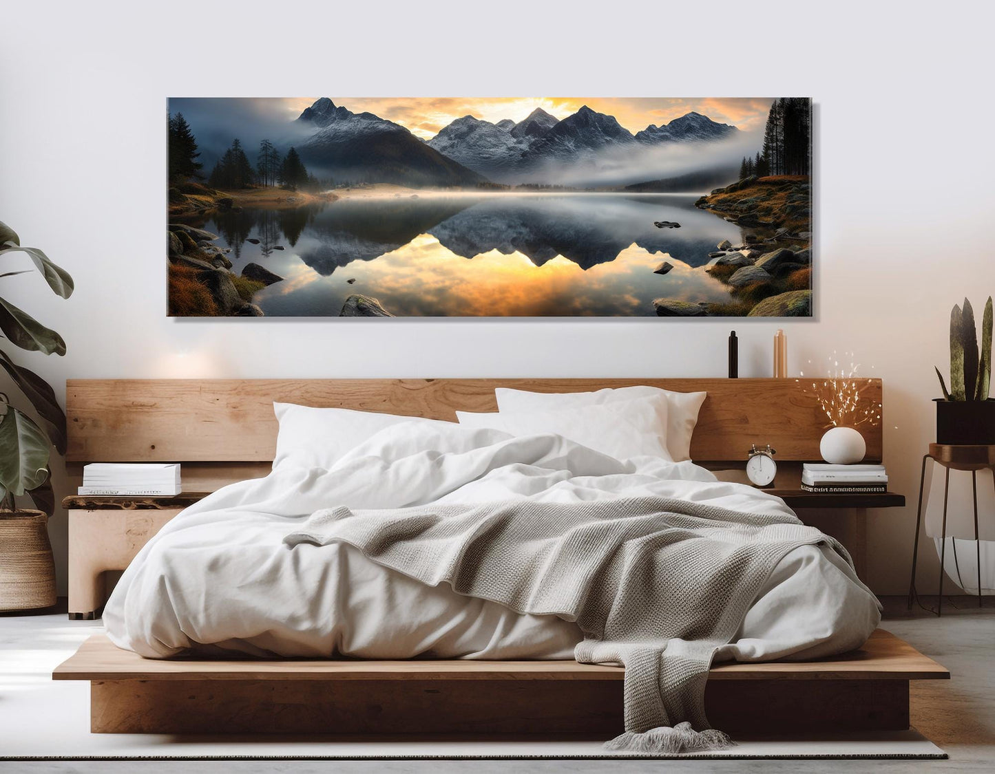 Sunrise over Alpine Lake Canvas Print, Alps Wall Art, Framed & Ready to Hang