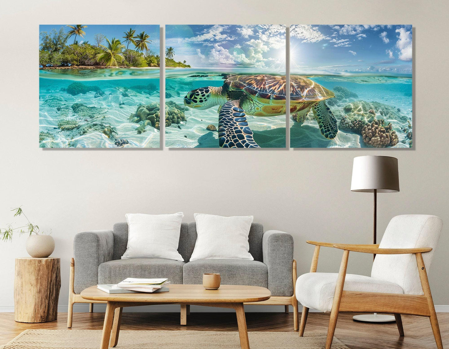 Sea Turtle Canvas Print – Underwater Wall Art | Framed Canvas Art Ready to Hang