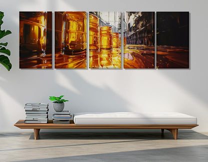 Petrol Factory Canvas Print – Framed Cotton Wall Art | Industrial Oil Production Decor
