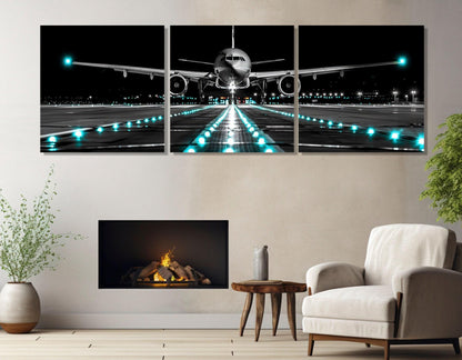 Plane Landing Canvas – Scenic Airplane Print on 100% Cotton | Framed Aviation Art