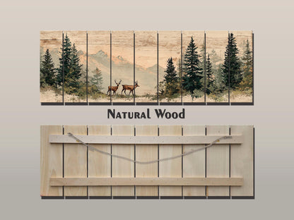 Rustic Hunting Wall Art – Deer Wood Print on Natural Grain Wooden Wall Decor