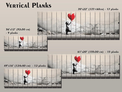 Wood Wall Art – Banksy Style Balloon Girl Poster | Rustic Wood Panel Decor