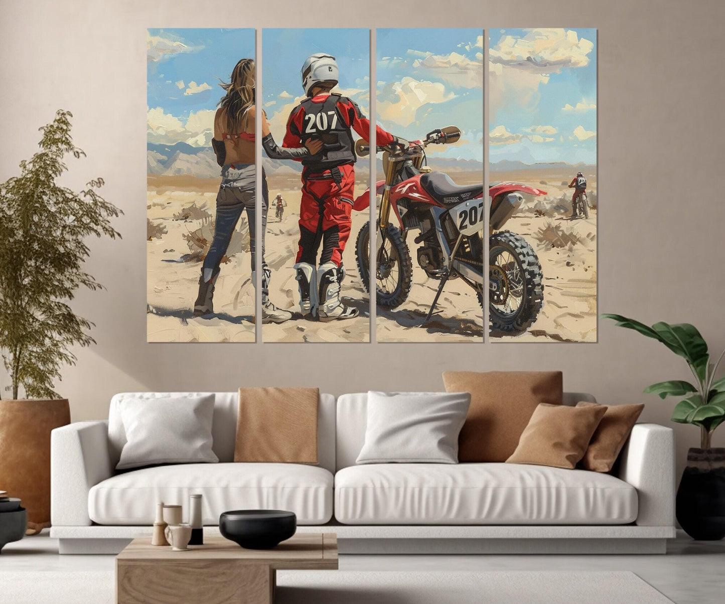 Motocross Canvas Print - Romantic Dirt Bike Wall Art | Framed, Ready to Hang