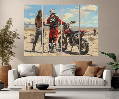 Motocross Canvas Print - Romantic Dirt Bike Wall Art | Framed, Ready to Hang