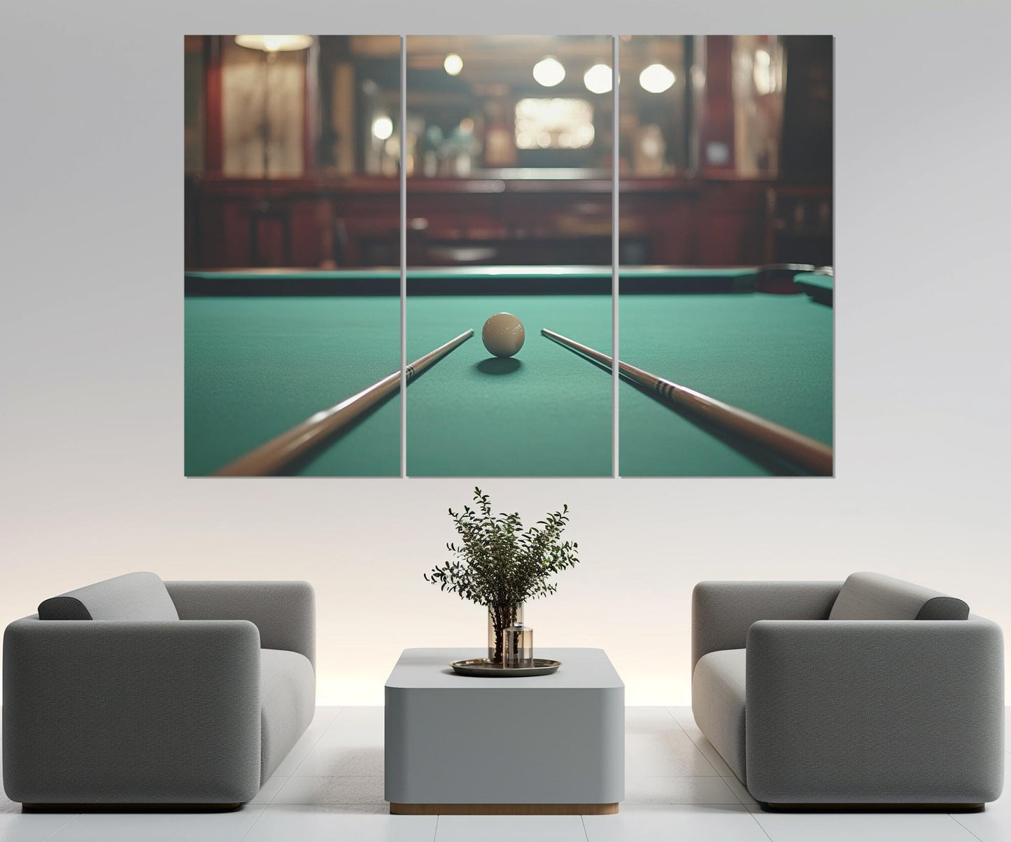 Billiards Wall Art - Large Cotton Canvas Print | Framed Gallery Wrapped Canvas
