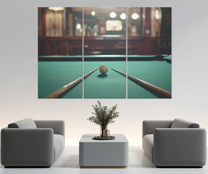 Billiards Wall Art - Large Cotton Canvas Print | Framed Gallery Wrapped Canvas