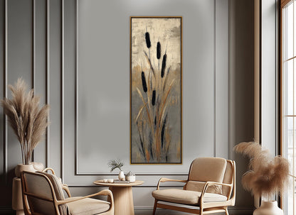 Cattails Abstract Art Canvas Print,  Nature Print, Rustic Wall Decor, Framed and Ready to Hang