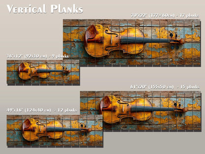 Violin Wood Print – Rustic Music Art on Smooth Linden Wood Planks | Farmhouse Wall Decor