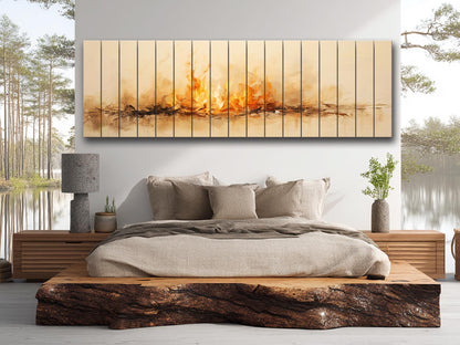 Fire Print Wood Art – Rustic Wall Decor on Natural Wood Plank Artwork