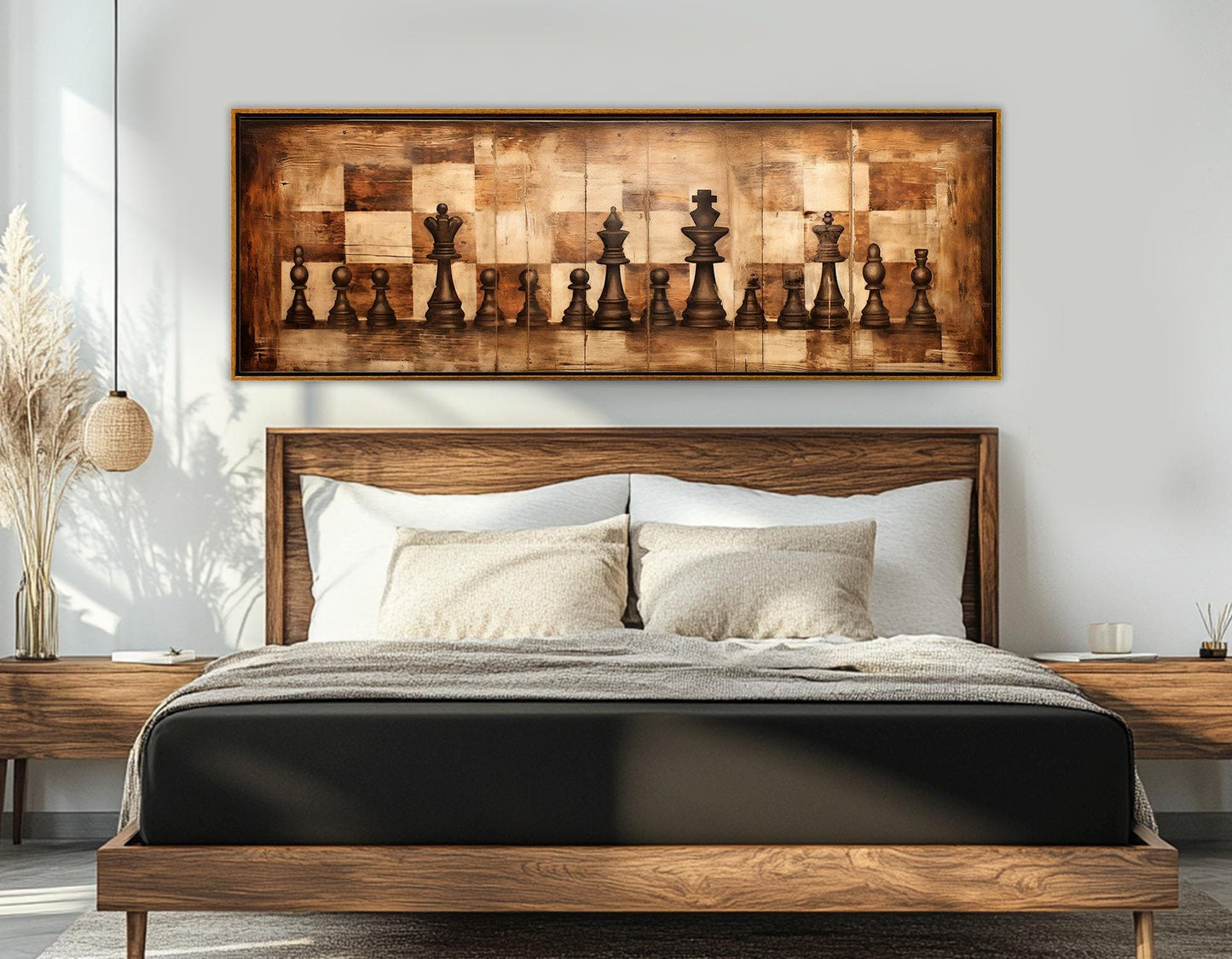 Chess Wall Art – Rustic Abstract Chess Canvas Print | Framed & Ready to Hang