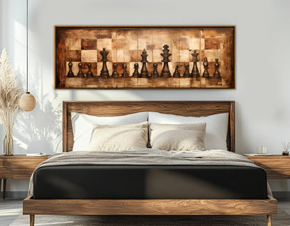 Chess Wall Art – Rustic Abstract Chess Canvas Print | Framed & Ready to Hang