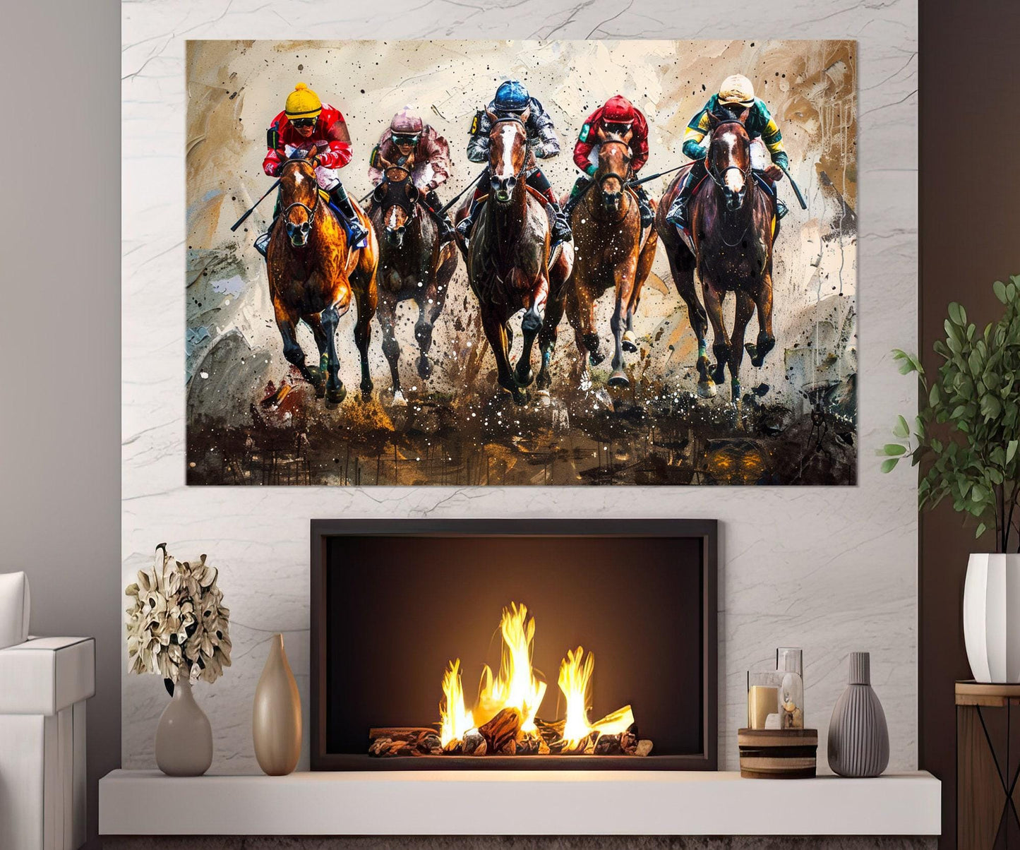 Horse Racing Canvas Print - Framed Cotton Canvas Art, Kentucky Derby Wall Decor