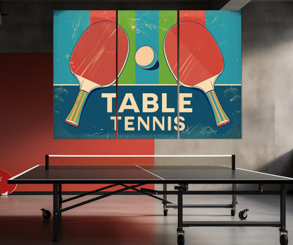 Vintage Table Tennis Art - Framed Ping Pong Painting | Player & Coach Gift Canvas Print