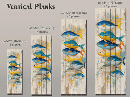 Nautical Wood Wall Art – Rustic Coastal Wall Decor With Colorful Fish Print