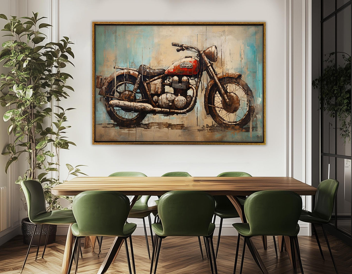 Motorcycle Canvas Print - Rustic Biker Club Decor | Framed, Ready to Hang