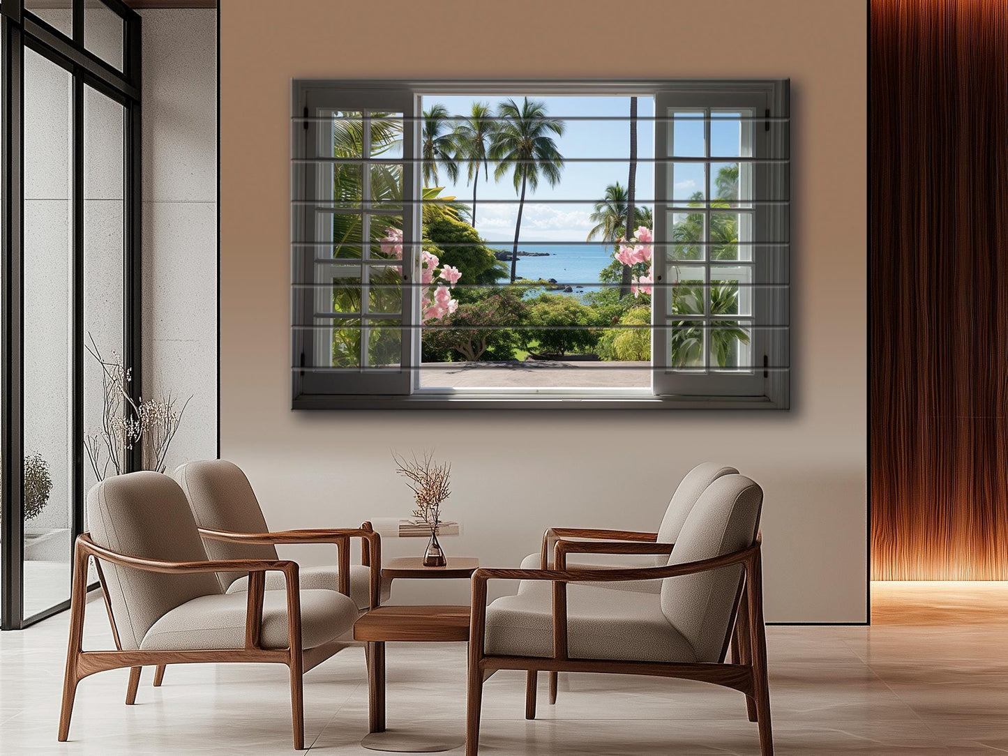 Wood Wall Art – Tropical View Print on Wood | Ready to Hang Wooden Wall Decor