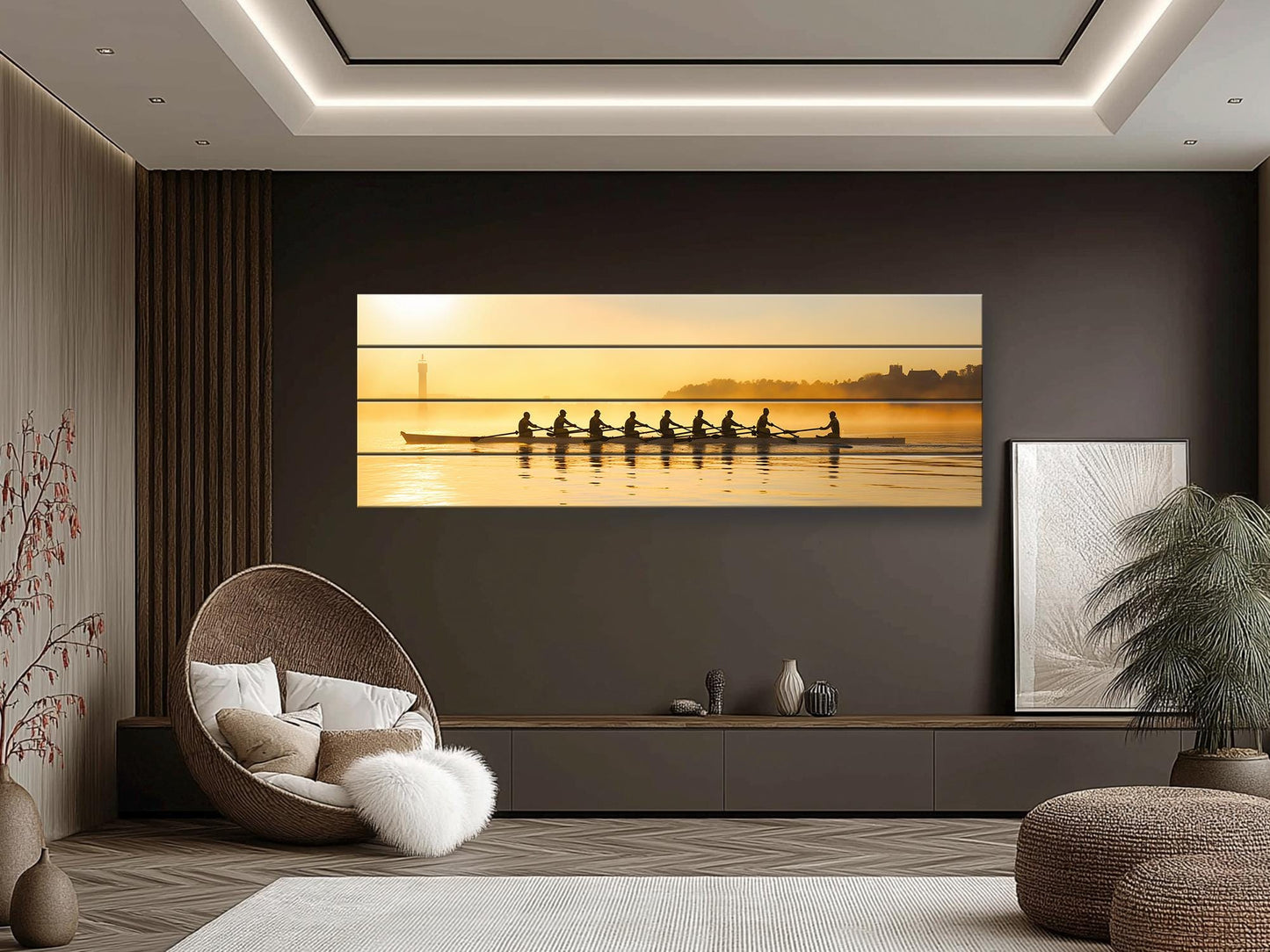 Rowing Wood Wall Art – Natural Wood Print Boating Art | Unique Rower Gift