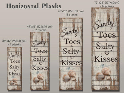 Rustic Beach Wall Art – Sandy Toes & Salty Kisses Coastal Wood Sign Decor